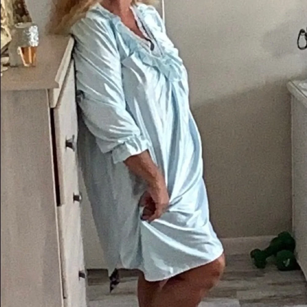 STARDUST Vintage satin babydoll nightgown Balloon Sleeves M lace🌷soft pretty